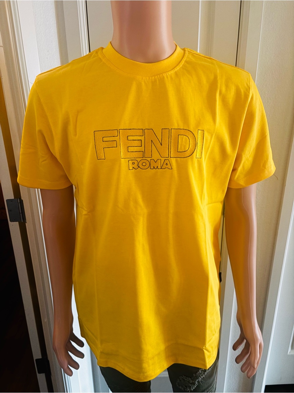Fendi Yellow Logo Crewneck T-Shirt